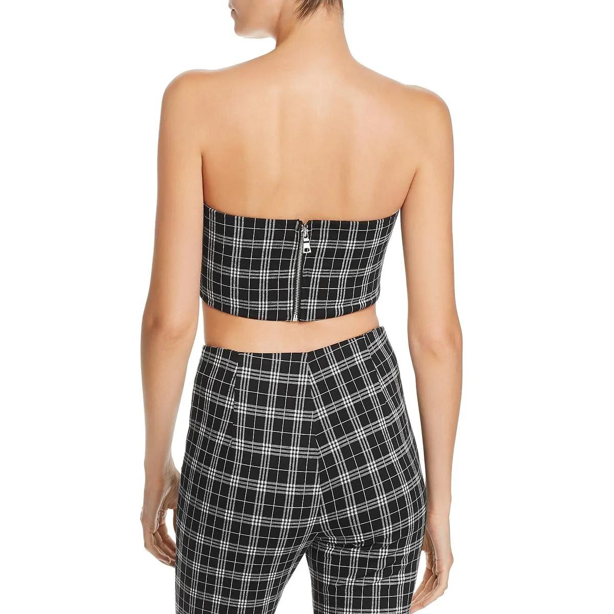 Womens Tube Plaid Crop Top