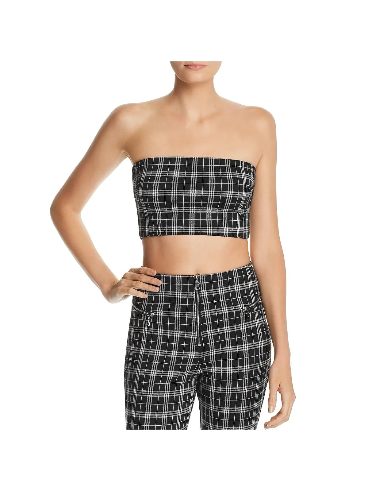 Womens Tube Plaid Crop Top