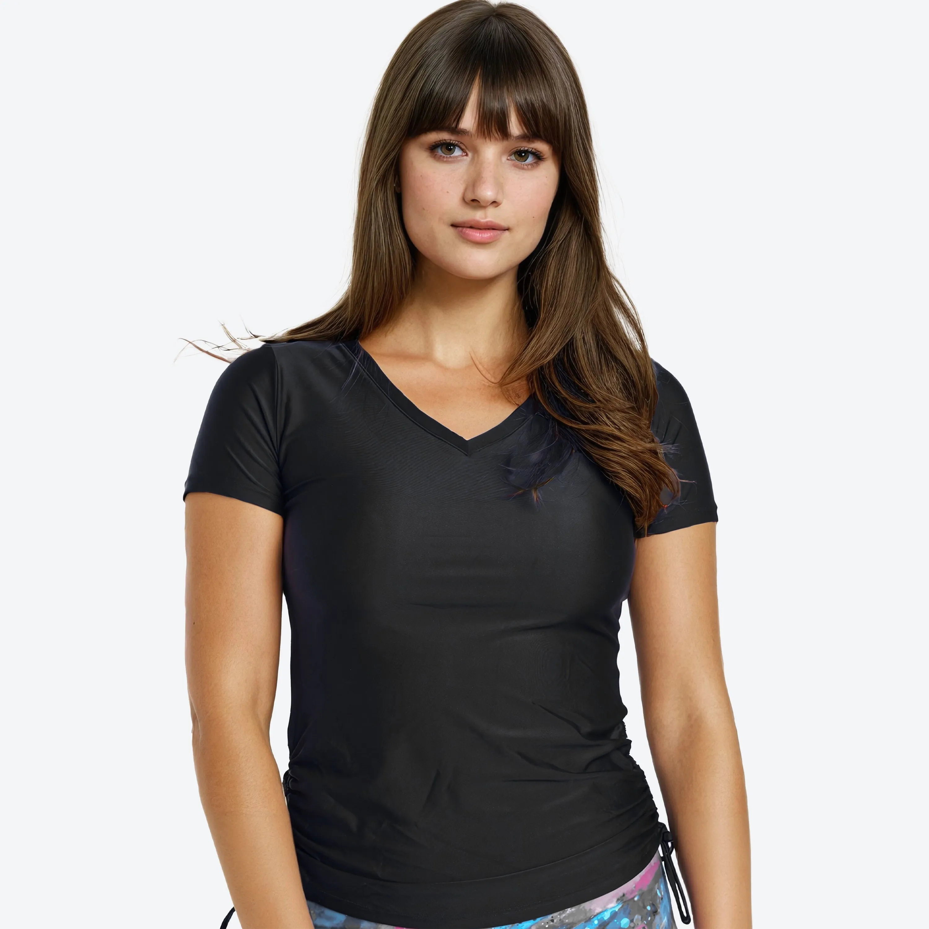Women's V-Neck Short Sleeve Rashguard Adele Swim Top