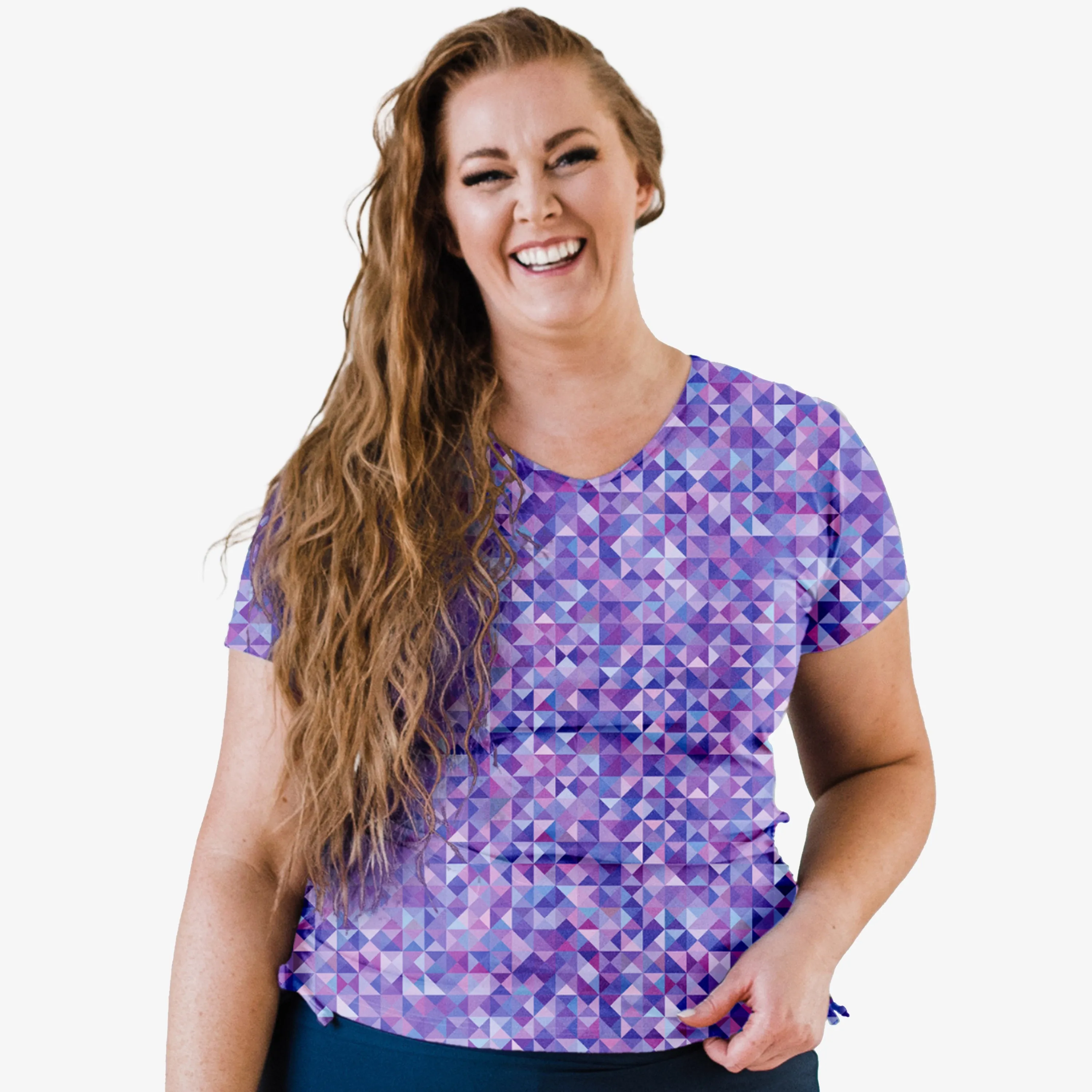 Women's V-Neck Short Sleeve Rashguard Adele Swim Top