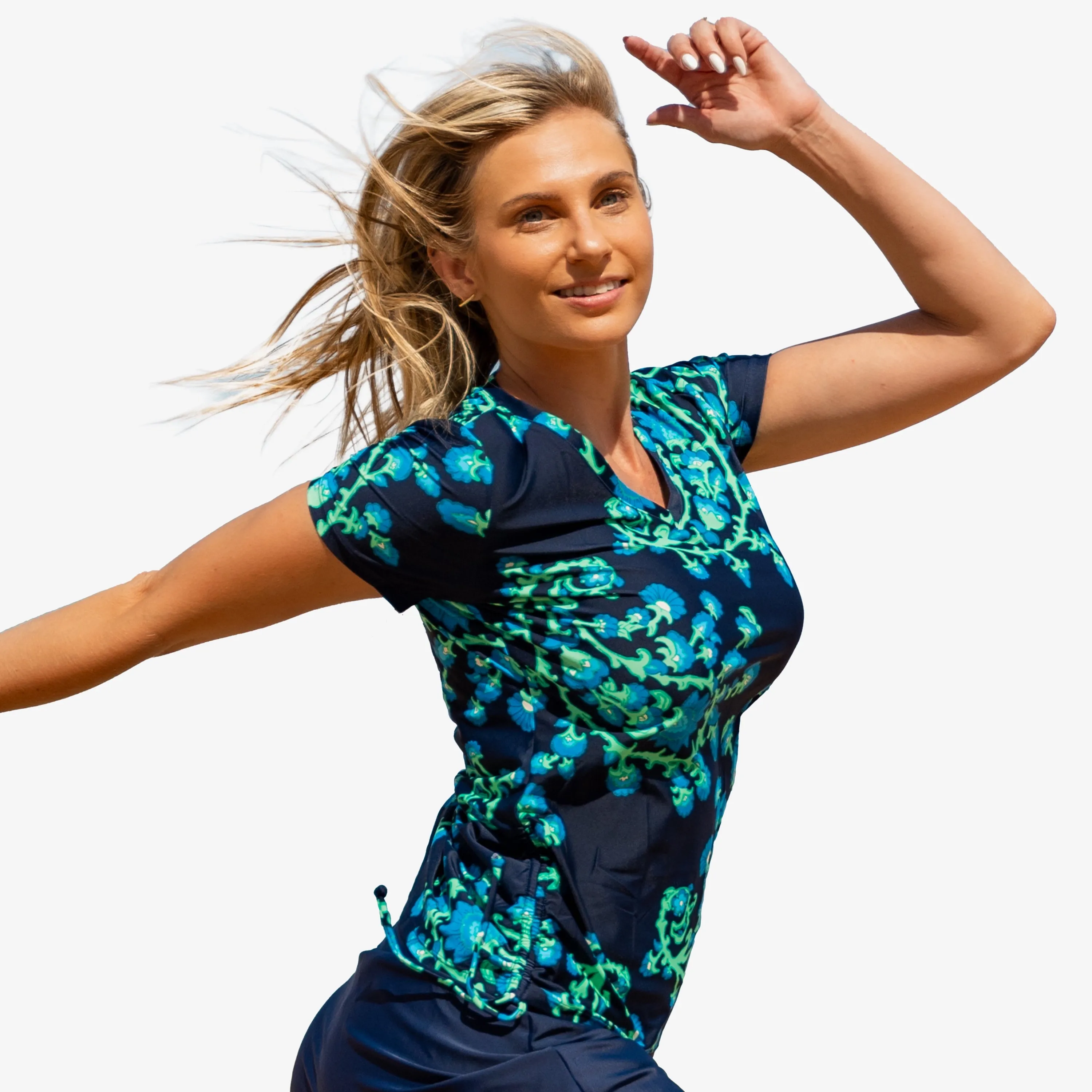 Women's V-Neck Short Sleeve Rashguard Adele Swim Top