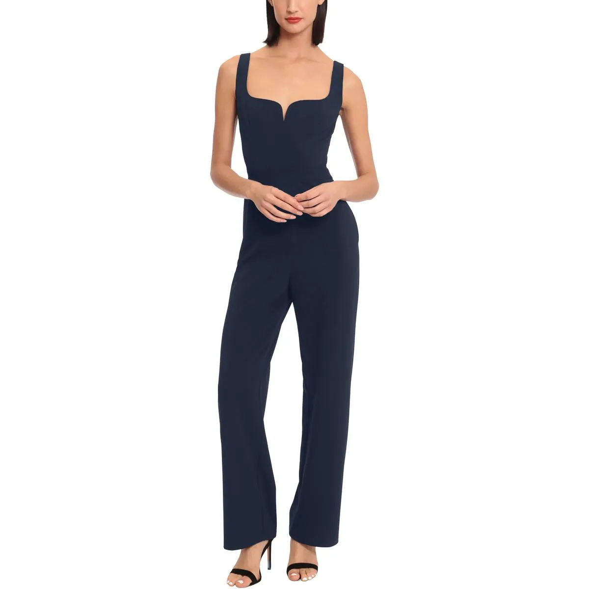 Womens Wishbone Neck Dressy Jumpsuit