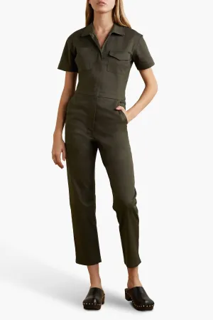 Worker Short Sleeve Jumpsuit In Dark Green
