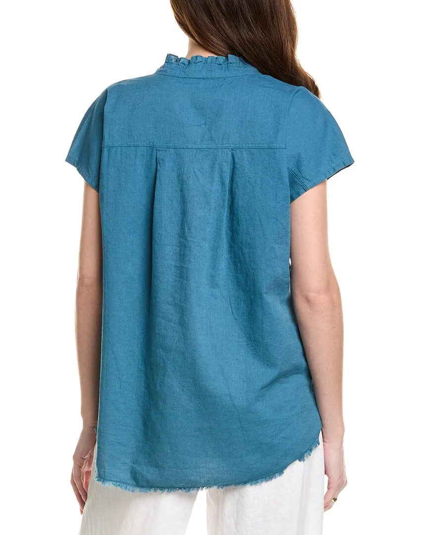 XCVI Wearables Idra Ruffle Linen-Blend Top