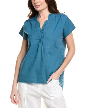 XCVI Wearables Idra Ruffle Linen-Blend Top